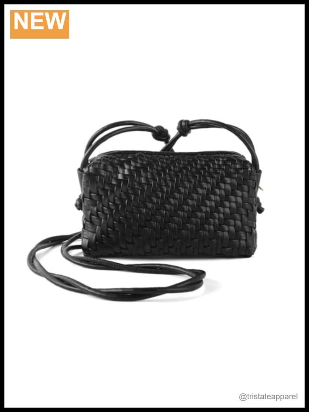 Hand Woven Vegan Leather Crossbody Bag Zip Small Shoulder Sling Phone Purse